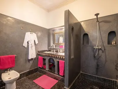 a bathroom with a sink and a toilet at Riad Passali in Marrakech