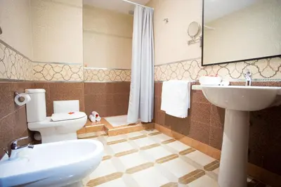 a bathroom with a toilet and a sink at Appart Hotel Les Ambassadeurs in Marrakech