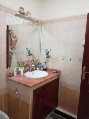 a bathroom with a sink and a shower at Kim Apartment in Marrakech