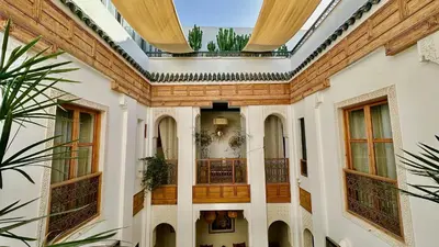 an internal view of a building with a skylight at Riad Jardin Des Sens & Spa in Marrakech