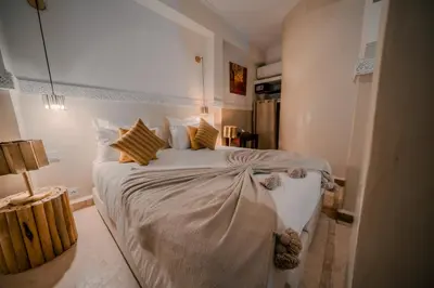 a bedroom with a large bed in a room at Riad N'S & Spa in Marrakech