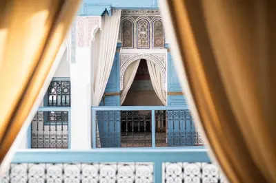 a view from a window of a mosque at Riad Assala in Marrakech