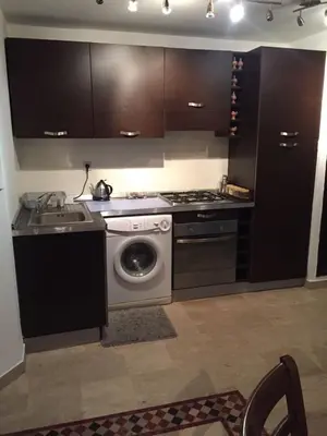 a kitchen with a washing machine and a sink at Appartement Maria in Marrakech