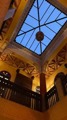 a ceiling in a building with a glass at Riad Rêves D'orient & Spa in Marrakech