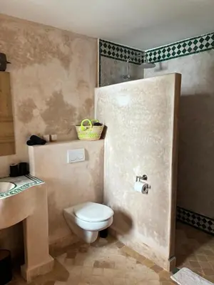 a bathroom with a toilet and a sink at Riad Chameau FDC Hôtel SPA in Marrakech