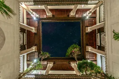 a window with a view of the starry sky at Riad Safar in Marrakech
