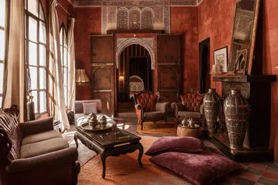 a living room with a couch and a table at Dar Darma in Marrakech