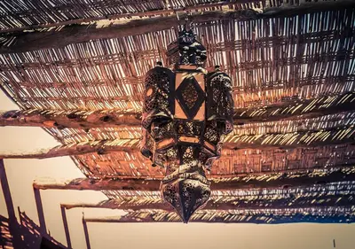 a chandelier hanging from the ceiling of a building at Le Relais De Marrakech in Marrakech