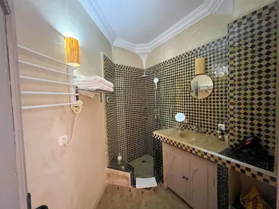 a bathroom with a sink and a shower at Riad Jonan & Spa in Marrakech