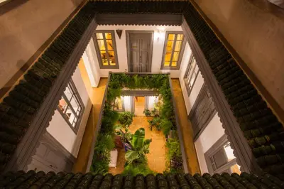 an overhead view of a house with a garden at Riad Dar Saad - Hammam & Spa in Marrakech
