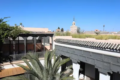 a view of a building with a bridge at Riad Zaouia 44 in Marrakech