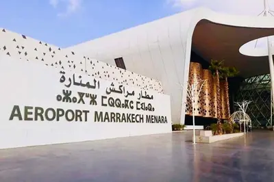 a building with a sign that readsarroport marriott market mecca at GoodLife House in Marrakech