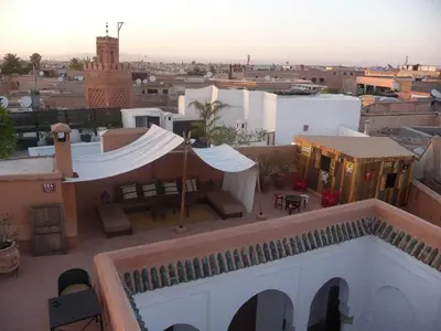 a view of a city from the roof of a building at Riad Matham in Marrakech