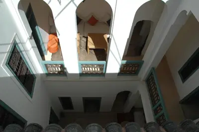 an overhead view of a hallway in a building at Riad Dar Aicha en Exclusivité in Marrakech