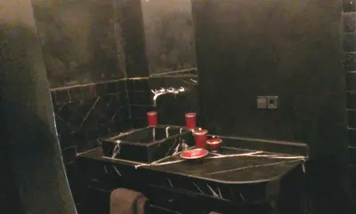 a bathroom with a sink and a mirror at Riad Miski in Marrakech