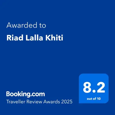 a screenshot of a cell phone with the text awarded to ridlia kitt at Riad Lalla Khiti in Marrakech