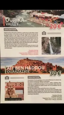 a article in a magazine with a picture of a waterfall at Riad Hiba in Marrakech