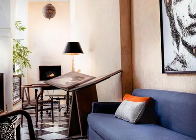 a living room with a couch and a table at Sakkan in Marrakech