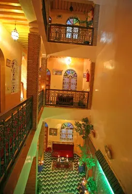 an overhead view of a building with a lobby at Riad Taghazoute in Marrakech