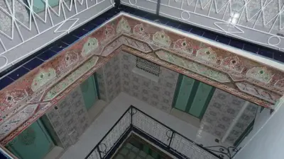 an overhead view of a building with a balcony at Hotel Aday in Marrakech