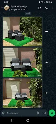 a screenshot of a page of a garden with a couch at Marrakech Prestigia Jade Golf Piscine in Marrakech