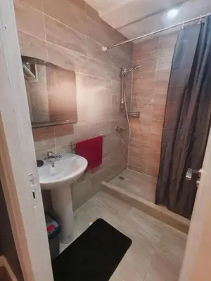 a bathroom with a sink and a shower at La saphir marrakech in Marrakech