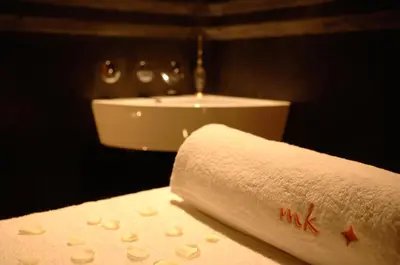 a towel on a counter next to a sink at MAISON MK Adults ONLY - Music Riad in Marrakech