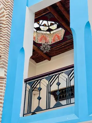 a window in a building with a ceiling at Riad Zarka By La Siredrah in Marrakech