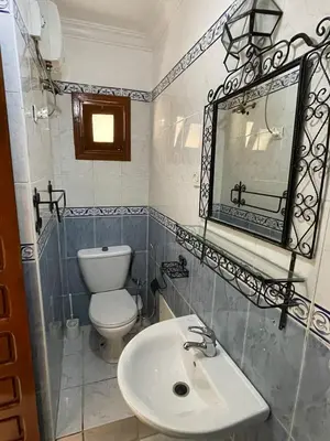 a bathroom with a toilet and a sink and a mirror at Riad NEJJARINE in Marrakech