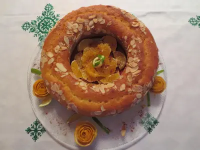 a bundt cake sitting on top of a plate at Riad Hikaya in Marrakech