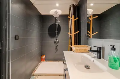 a bathroom with a sink and a shower at Villa Lila in Marrakech
