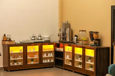a kitchen with a counter with food ingrediantsermottermottermottermott at Hotel Majorelle in Marrakech