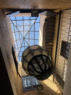 a view from the top of a building with a window at Riad luna in Marrakech