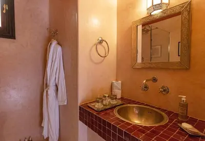 a bathroom with a sink and a mirror at Palais El Roucar in Marrakech
