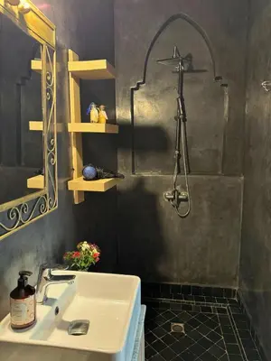 a bathroom with a sink and a shower at Villa Nour in Marrakech