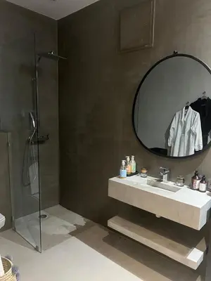 a bathroom with a sink and a mirror at Villa Dar Balou - FAMILY ONLY in Marrakech