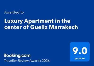 a blue sign with the text luxury appointment in the center of guilleille market at Luxury Apartment in the center of Gueliz Marrakech in Marrakech