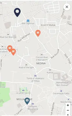 a map of the city of dublin with red dots at Riad l Ayinn in the heart of Marrakech. in Marrakech