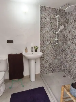 a bathroom with a sink and a shower and a toilet at BKAN RIAD MARRAKECH in Marrakech