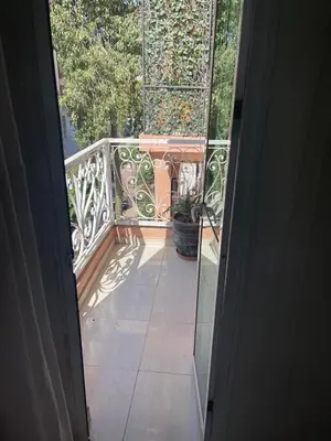 an open door to a balcony with a potted plant at Flair's - Families Only in Marrakech