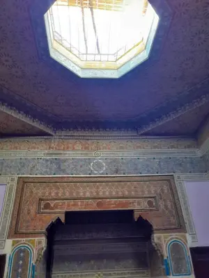 a ceiling with a skylight on top of a building at Maison authentique centre médina in Marrakech