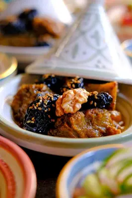 a plate of food sitting on a table at Villa Kalthoum in Marrakech