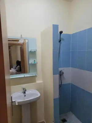 a bathroom with a sink and a shower at Basic appartement avec Parking in Marrakech