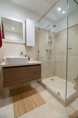 a bathroom with a sink and a shower at pearl garden marrakech in Marrakech