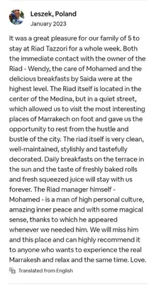 a text message from a woman complaining about her family at RIAD TAZZORI in Marrakech