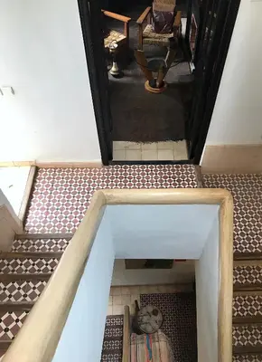 an overhead view of a set of stairs at Riad Dar Dallah in Marrakech