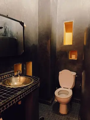 a bathroom with a toilet and a sink at Riad Sidi Radoine in Marrakech