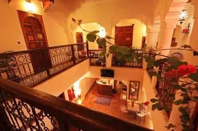an overhead view of a staircase in a building at riad dar saba shika in Marrakech