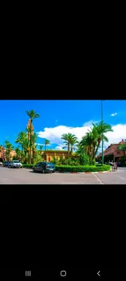 a picture of a parking lot with palm trees at Riad Al Nakhil in Marrakech