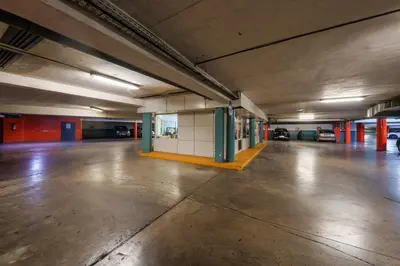 an empty parking garage with an empty parking lot at Appartement Chic Gueliz Plaza avec Vue in Marrakech
